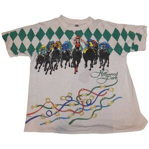 Vintage 1993 Hollywood Park Horse Racing Silks Equestrian AOP T-Shirt XL